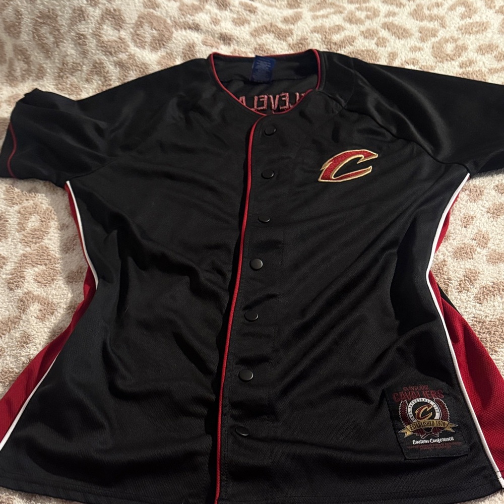 Cavaliers Black and Red Button-Up Jersey